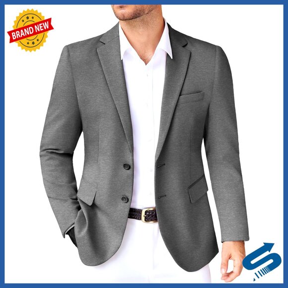 Slim Fit Stretch Knit Blazer Sport Coat Lightweight Casual Jacket